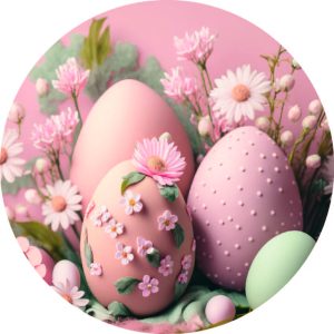 Muurcirkel Eggs en flowers