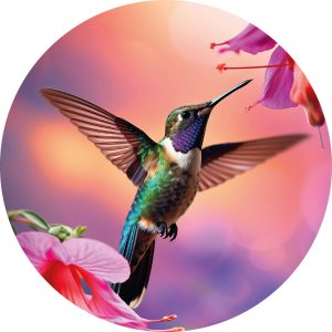 Muurcirkel Hummingbird pink