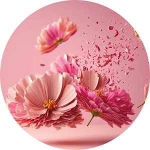 Muurcirkel pink flowers