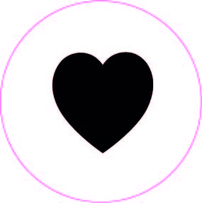 Muurcirkel Hart wit met zwart hartje