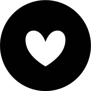 Muurcirkel Hart zwart met wit hartje