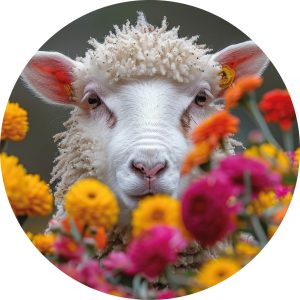 Muurcirkel sheep in flowers
