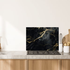 Spatwand keuken Marmer black gold