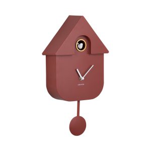 Wall Clock Modern Cuckoo Red ochre