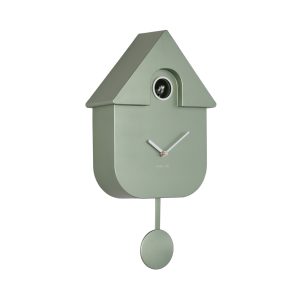 Wall Clock Modern Cuckoo Metallic Green