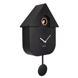 Wall Clock Modern Cuckoo zwart