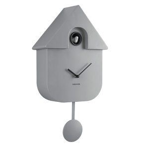 Wall Clock Modern Cuckoo Grijs