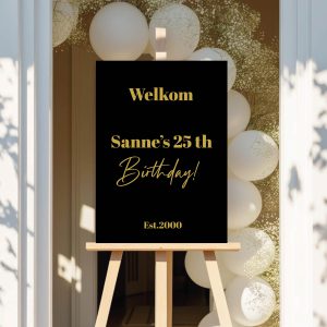 Welkomstbord Verjaardag Black