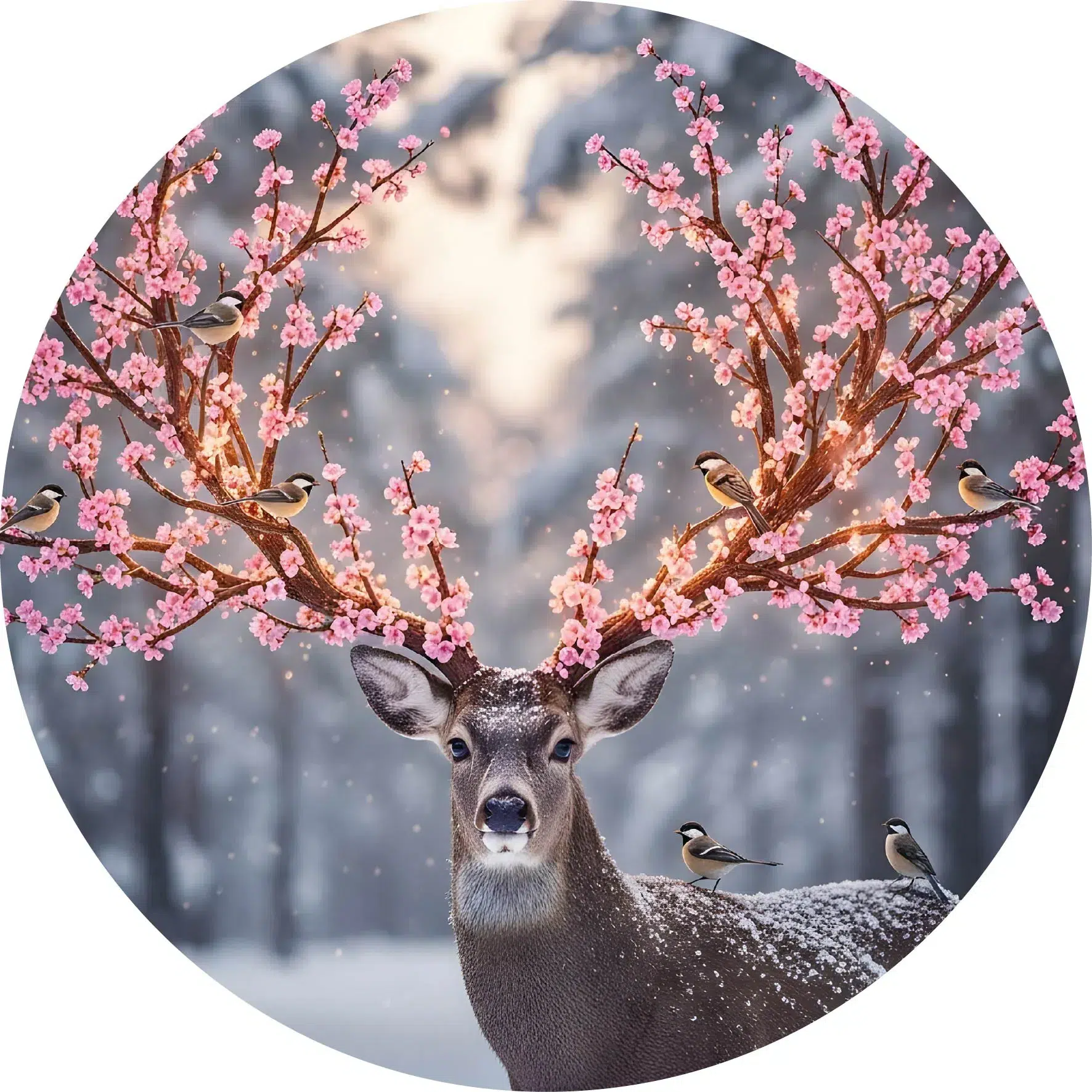 Deer snowy winter
