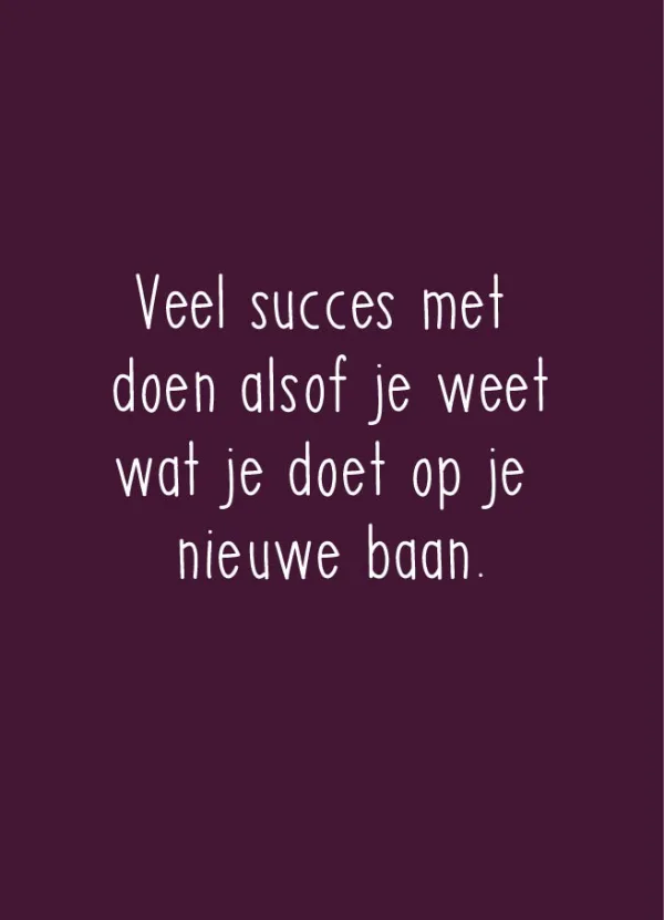 Nieuwe baan