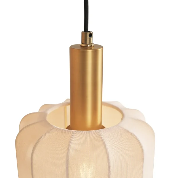 Japandi hanglamp zwart en goud met beige kap