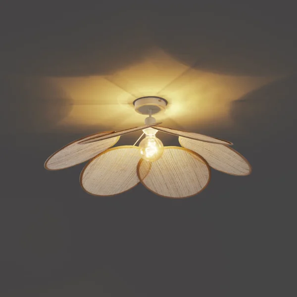 Japandi plafondlamp crème met linnen kap